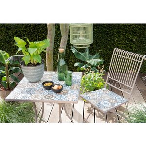 Комплект садовой мебели с мозаикой Гран Тулуз: 1 стол + 3 стула (Kaemingk, Нидерланды). Артикул: ID63333
