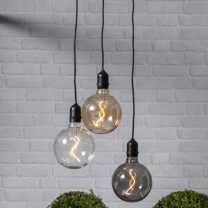 Подвесной светильник-шар McGonagall Grey 18*11 см с филаментной LED лампой, на батарейках, IP44 (Star Trading, Швеция). Артикул: 857-31