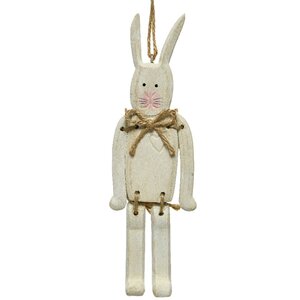Подвесное украшение Пасхальный Кролик Найджел 18 см, белый (Kaemingk, Нидерланды). Артикул: ID64505