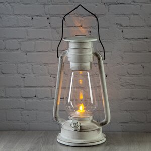 Декоративный светильник с имитацией пламени Старинная лампа 30 см белая, батарейки (Kaemingk, Нидерланды). Артикул: ID55171