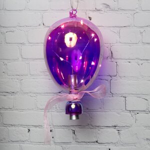 Подвесной светильник Воздушный Шарик Скай 21 см с теплыми белыми LED, фиолетовый, на батарейках, стекло (Kaemingk, Нидерланды). Артикул: ID64604