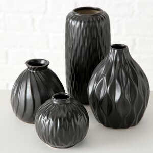 Фарфоровые вазы для цветов Masconni Black Pearl 9-19 см, 4 шт (Boltze, Германия). Артикул: 1019192-набор