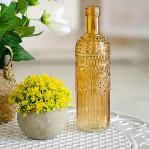Стеклянная ваза - бутылка Dario 25 см карамельная Koopman фото 1