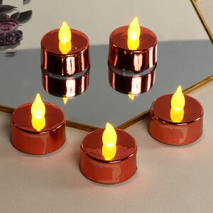 Чайная светодиодная свеча Красный Глянец, 4 см, янтарное пламя, батарейка Koopman фото 1