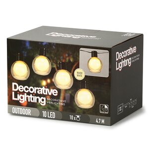 Ретро гирлянда на батарейках Birmingham 2.7 м, 10 ламп, теплые белые LED, черный ПВХ, IP44 Koopman фото 6