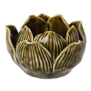 Керамический подсвечник Lotus 9 см темно-оливковый (Koopman, Нидерланды). Артикул: ALX618800-4