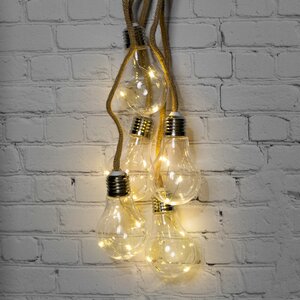 Декоративный светильник-гроздь из лампочек Loft Style 70 см, 5 ламп с теплым белым LED светом, батарейки, IP20 (Koopman, Нидерланды). Артикул: ID68272