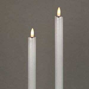 Столовая светодиодная свеча с имитацией пламени Инсендио 26 см 2 шт белая металлик, батарейка (Peha, Нидерланды). Артикул: ID70895