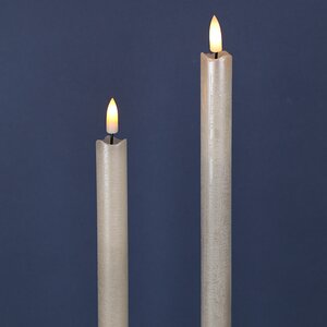 Столовая светодиодная свеча с имитацией пламени Инсендио 26 см 2 шт кремовая металлик, батарейка Peha фото 1