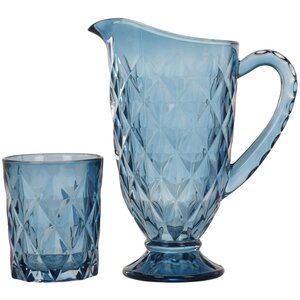 Набор для воды Ниовина: кувшин + 6 стаканов, голубой, стекло (Koopman, Нидерланды). Артикул: ID73908