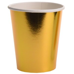 Бумажные стаканы Праздничный Блеск золотые 9 см, 8 шт, 250 мл (Koopman, Нидерланды). Артикул: ID47916