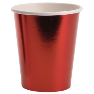 Бумажные стаканы Праздничный Блеск красные 9 см, 8 шт, 250 мл (Koopman, Нидерланды). Артикул: ID47918