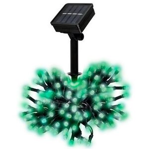 Гирлянда на солнечной батарее Solar 10 м, 100 зеленых LED ламп, зеленый ПВХ, контроллер, IP44 Snowhouse фото 9