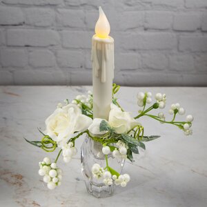 Венок для свечи Белые Розы 10 см (Swerox, Швеция). Артикул: E208-W