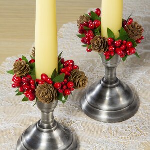 Декор для свечи Красные Ягоды с Шишками 7 см (Swerox, Швеция). Артикул: E251-RB