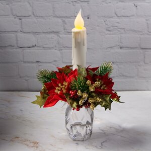 Венок для свечи Красные Королевские Пуансеттии 14 см (Swerox, Швеция). Артикул: E409-R