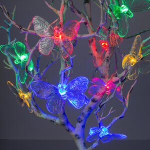 Светодиодная гирлянда Бабочки 50 разноцветных LED ламп 7.1 м, прозрачный ПВХ, контроллер, IP20 (Snowmen, Россия). Артикул: E70276