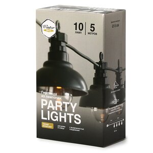 Гирлянда из лампочек Retro Party Lights 5 м, 10 ламп, экстра теплые LED, черный ПВХ, соединяемая, IP44 Winter Deco фото 14