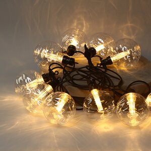 Гирлянда из лампочек Big Party Lights 5 м, 10 ламп, теплые белые LED, черный ПВХ, соединяемая, IP44 (Winter Deco, Россия). Артикул: ECO-010-W-BCWW-B