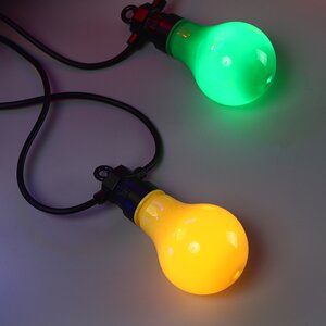 Гирлянда из лампочек Big Party Lights 10 м, 20 ламп, разноцветные LED, черный ПВХ, соединяемая, IP44 Winter Deco фото 6