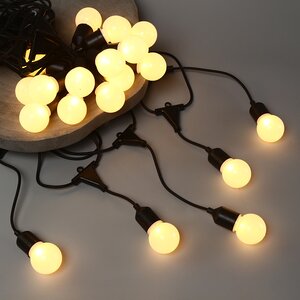 Гирлянда-бахрома из лампочек Party Lights 10 м, 20 ламп, теплые белые LED, черный ПВХ, соединяемая, IP44 Winter Deco фото 1