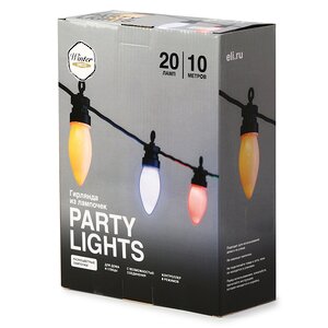 Гирлянда из лампочек Festival Party Lights 10 м, 20 ламп, разноцветные LED, черный ПВХ, соединяемая, контроллер, IP44 Winter Deco фото 8