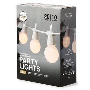 Гирлянда из лампочек Party Lights 10 м, 20 ламп, теплые белые LED, белый ПВХ, соединяемая, контроллер, IP44 Winter Deco фото 13