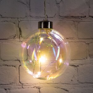 Декоративный подвесной светильник Шар Кристер 8 см, 4 теплые белые LED лампы, на батарейках, стекло (Peha, Нидерланды). Артикул: ID62441