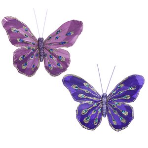 Декоративное украшение Butterfly Jody 13 см фиолетовое, 2 шт, клипса (Koopman, Нидерланды). Артикул: HC4503550-3