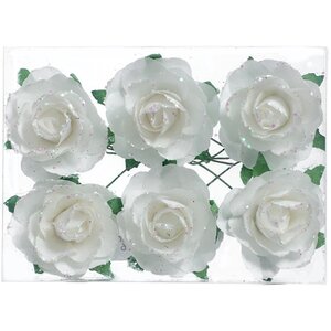 Искусственные розы на проволоке Grace White 4 см, 6 шт (Hogewoning, Нидерланды). Артикул: ID70390