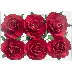 Искусственные розы на проволоке Grace Red 4 см, 6 шт (Hogewoning, Нидерланды). Артикул: ID70393