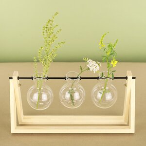 Маленькие вазы Пауэлл 30*15 см на деревянной подставке, 3 шт, стекло Koopman фото 3