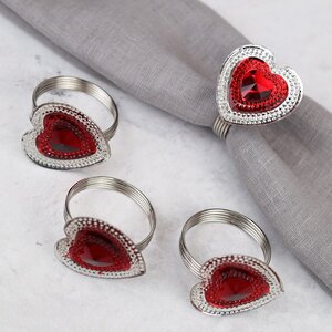 Кольцо для салфетки Красный Агат - сердце 4 шт, 4 см (Billiet, Бельгия). Артикул: ID35996