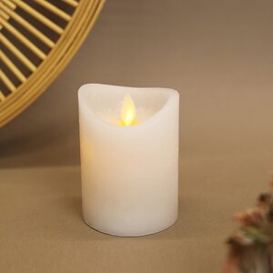 Светильник свеча восковая Живое Пламя 10*7.5 см белая на батарейках, таймер Koopman фото 2