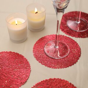 Набор подставок под кружки и стаканы Жаклин 13 см красные, 4 шт (Koopman, Нидерланды). Артикул: ID47909