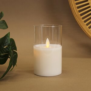 Светильник свеча восковая в колбе с живым пламенем Лацио 12.5 см белая на батарейках Edelman фото 1
