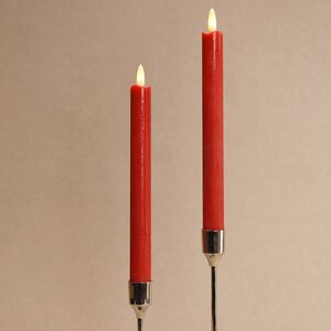 Столовая светодиодная свеча с имитацией пламени Инсендио 26 см 2 шт красная, батарейка Peha фото 1