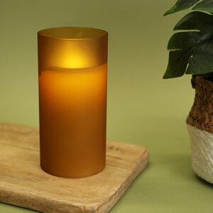 Светодиодная свеча с имитацией пламени Magic Flame в стакане 15 см карамельная Peha фото 1