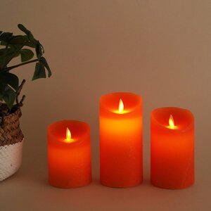 Набор свечей с имитацией пламени Ленорра Magic Flame 10-15 см, 3 шт, оранжевые, с пультом управления (Peha, Нидерланды). Артикул: ID78654