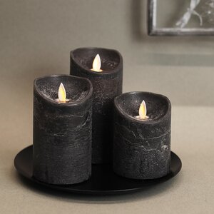 Набор свечей с имитацией пламени Ленорра Magic Flame 10-15 см, 3 шт, черные, с пультом управления (Peha, Нидерланды). Артикул: ID78658
