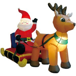 Надувная фигура Санта на санях с оленем Рудольфом 150 см с подсветкой, IP44 Peha фото 1