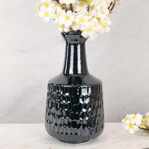 Керамическая ваза Дорнас 33 см темно-зеленая (Kaemingk, Нидерланды). Артикул: 650224