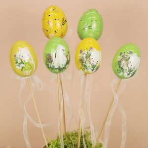 Пасхальные украшения Яйца на палочке Happy Sappy Easter 6 см, 6 шт (Kaemingk, Нидерланды). Артикул: 802994-1
