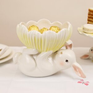 Керамический салатник Пасхальный Кролик - Yellow Bunny 19*18 см Kaemingk фото 1