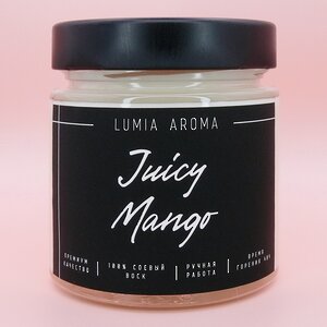 Ароматическая соевая свеча Juicy Mango 200 мл, 40 часов горения (Lumia Aroma, Россия). Артикул: la3110-37