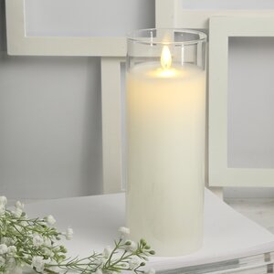 Светодиодная свеча с имитацией пламени Magic Flame в стакане 20 см белая на батарейках (Peha, Нидерланды). Артикул: ID55307