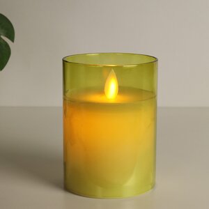 Светодиодная свеча с имитацией пламени Magic Flame в стакане 10 см салатовая