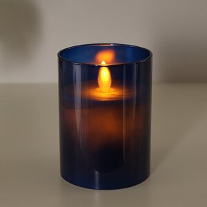 Светодиодная свеча с имитацией пламени Magic Flame в стакане 10 см синяя Peha фото 4