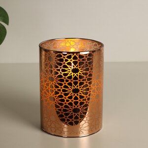 Светодиодная свеча в стакане Bronzetta 10 см, на батарейках (Peha, Нидерланды). Артикул: MB-11400