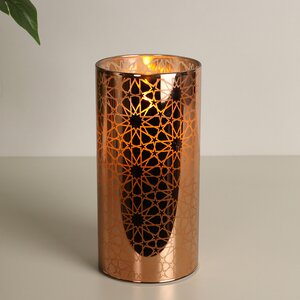 Светодиодная свеча в стакане Bronzetta 15 см, на батарейках Peha фото 1